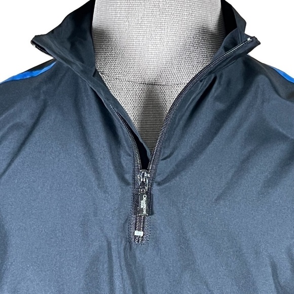 Champions Tour Men’s 1/4 Zip Black Windbreaker With Blue Stripes Medium EUC - Picture 2 of 10